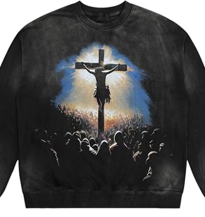 Saint Tears Men Graphic Sweatshirts Vintage Printing Sweatshirt Cotton Loose Crewneck Hoodies Pullover
