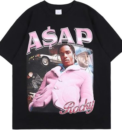 Saint Tears Men's Fashion Portrait Print Hip Hop T-Shirt ASAP Vintage Style Short Sleeves for Man or Women